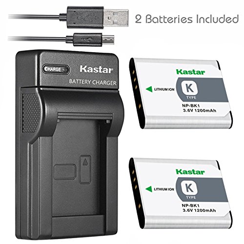 Kastar Battery (X2) & Slim USB Charger for Sony NP-BK1, NPBK1 and Cybershot