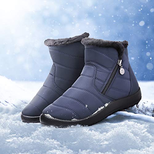 gracosy Warm Snow Boots, Women's Winter Ankle Bootie Anti-Slip Fur Lined Ankle Short Boots Waterproof Slip On Outdoor… - Image 3