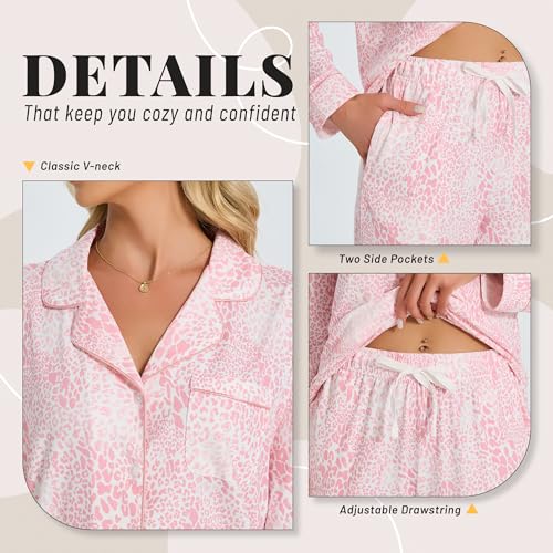 Image of LYCY Womens Pajama Sets Floral Print, Long Sleeve Button Down Pajamas Set for Women Soft Sleepwear Pjs 2 piece Loungewear