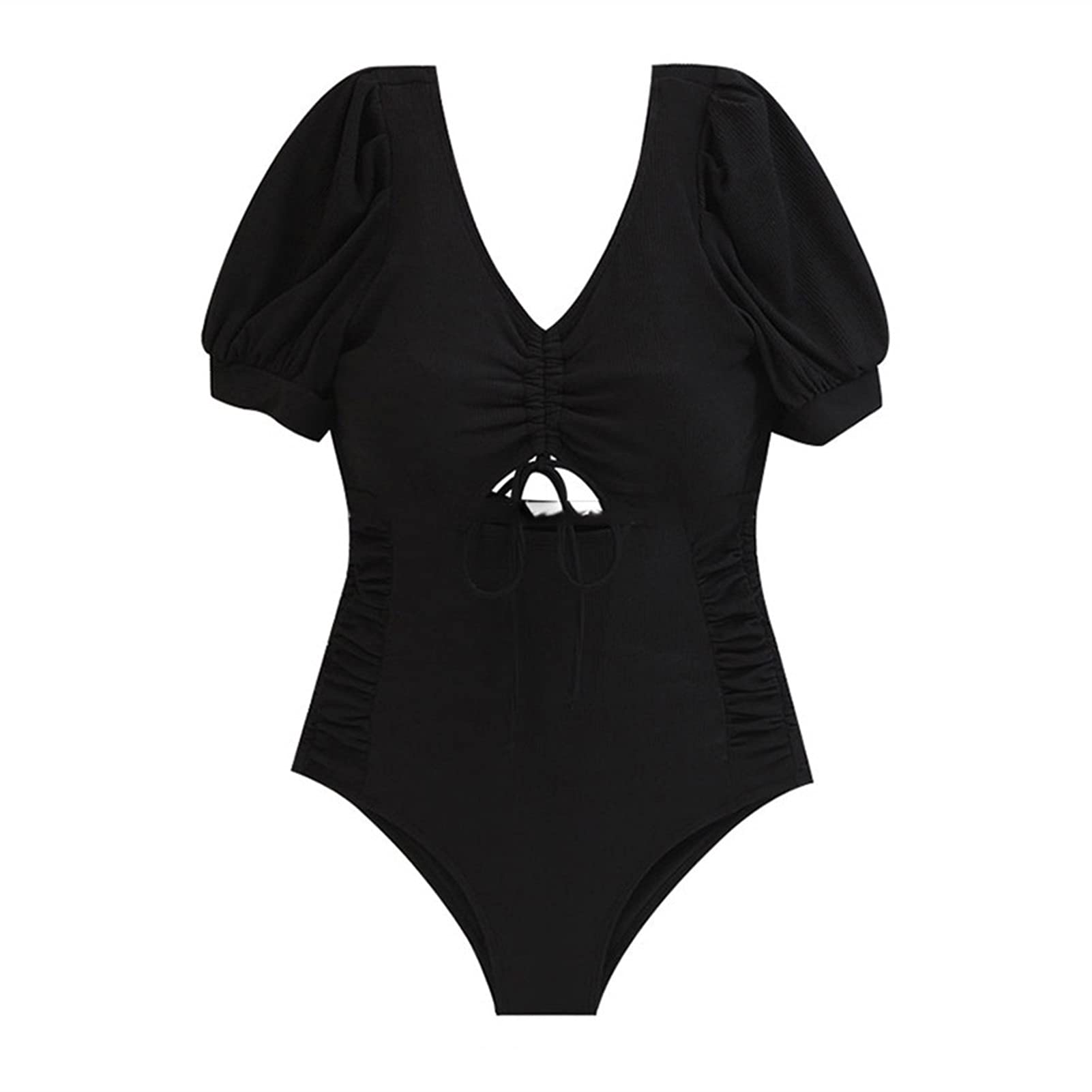 Manga Corta Una Pieza Traje De Baño Mujeres Sólido Traje De Baño Empuje Un Traje De Baño Traje De Baño Almohadilla Abierta Espalda Playa