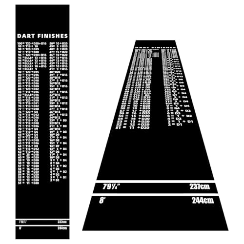 Thmins Darts Mat with Checkout Design and Oche Line Non-Slip Floor Mat with Standard Throw Distances and Protective Surface.