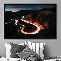 Framed Canvas Wall Art Light Exposure Colorful Industrial Lights Multicolor Neon Photography Places Portrait Realism - 16x24 inches