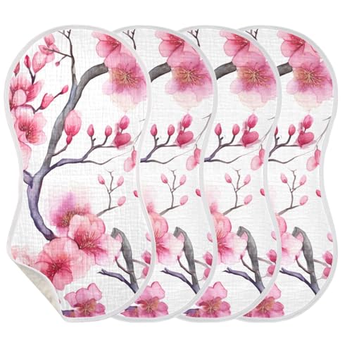 1 Pack Beautiful Cherry Blossoms Muslin Burp Cloths Cotton Absorbent Baby Burping Rags for Boys Girls Soft Newborn Burp Bibs, 22 x 11 Inch3