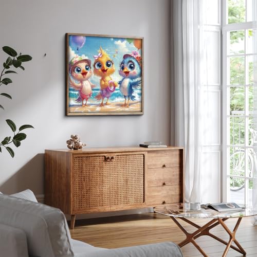 Beach Chicken Puzzles para adultos 1000 piezas, rompecabezas familia pollo de acción de gracias, colorido rompecabezas de animal lindo para arte de pared miniatura 5