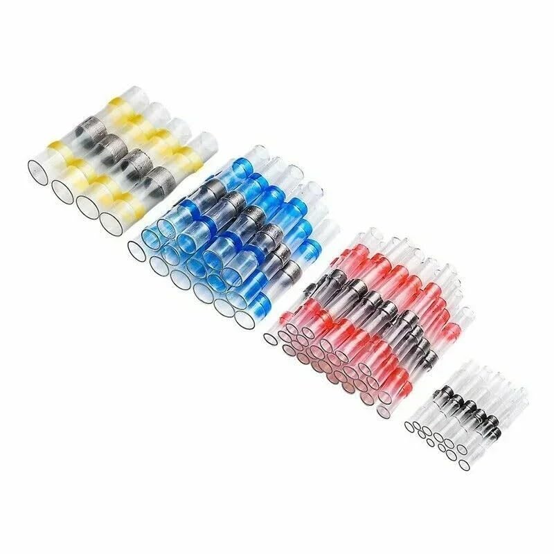 120Pcs Impermeabile Saldatura Guarnizione Connettore Termoretraibile Connettori di Testa Terminali Capocorda Terminali Filo Elettrico Auto Isolato Terminale