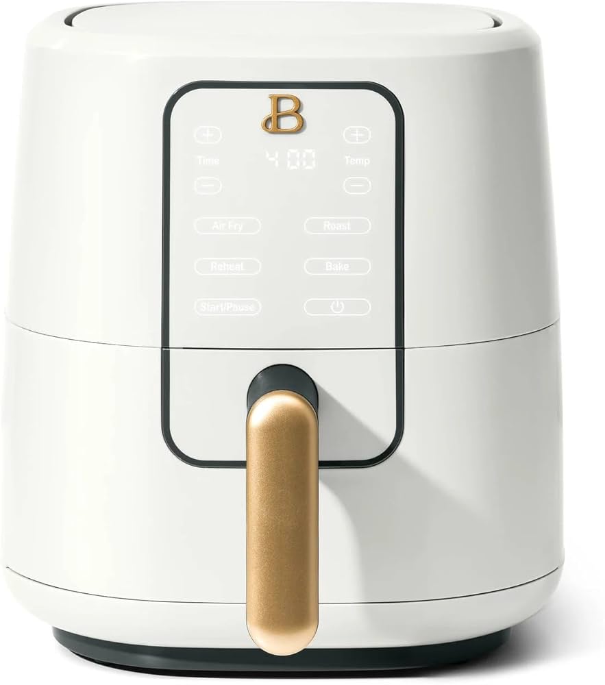 Beautiful Drew Barrymore 3-Quart Digital Air Fryer, TurboCrisp Technology, 4 Presets, 170°F-400°F, Non-Stick, Dishwasher Safe, 1200 Watt. (WHITE ICING)