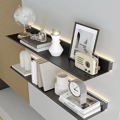Étagère d'affichage flottante en aluminium durable : plaque large et design LED premium