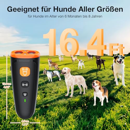 HZK Anti Bell Gerät Hunde,Ladefähiges Handheld Antibell Ultraschall Gerät,3 Modi,Geeignet für Kleine, Mittlere und Große Hunde,Drinnen und Draußen
