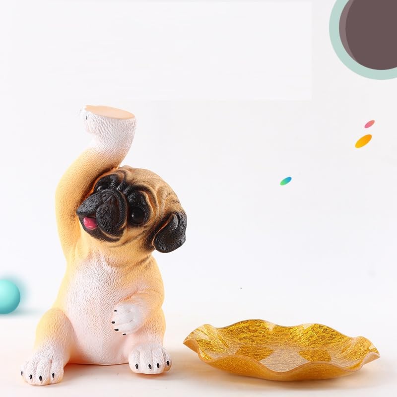 Breewell Decoration Dog Statue with Key Holder Bowl Storage Candy Dish Keys Storage Tray Statue Sculpture Tray Cute Decorative Candy Bowl for Bookshelf, Bedroom, Office Sitting (Pack of 1) 1
