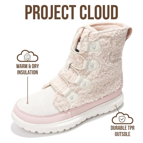 Image of Project Cloud 100% Genuine Leather Womens Snow Boots- Genuine Leather Waterproof Memory Foam Insole and Non-Slip Winter Snow Boots For Women Footwear - Outdoor Shoes (Leonora)
