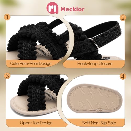 Image of Meckior Infant Baby Girls Boys Summer Sandals Open Toe Lace Princess Dress Wedding Flats Shoes Newborn Toddler Soft Non-slip Sole First Walker Crib Shoes
