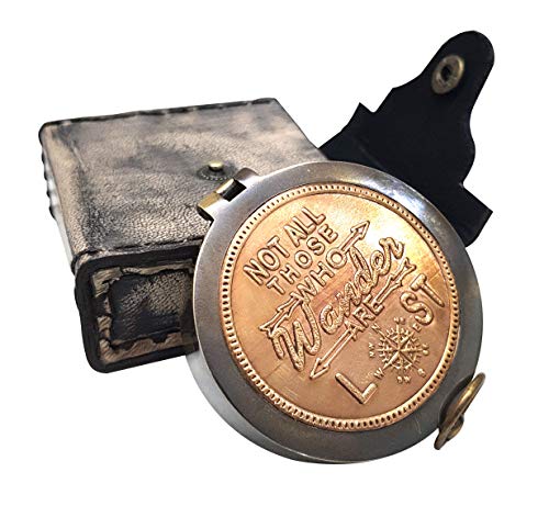 Brújula Marina Vintage de Cobre con Estuche de Cuero miniatura 5