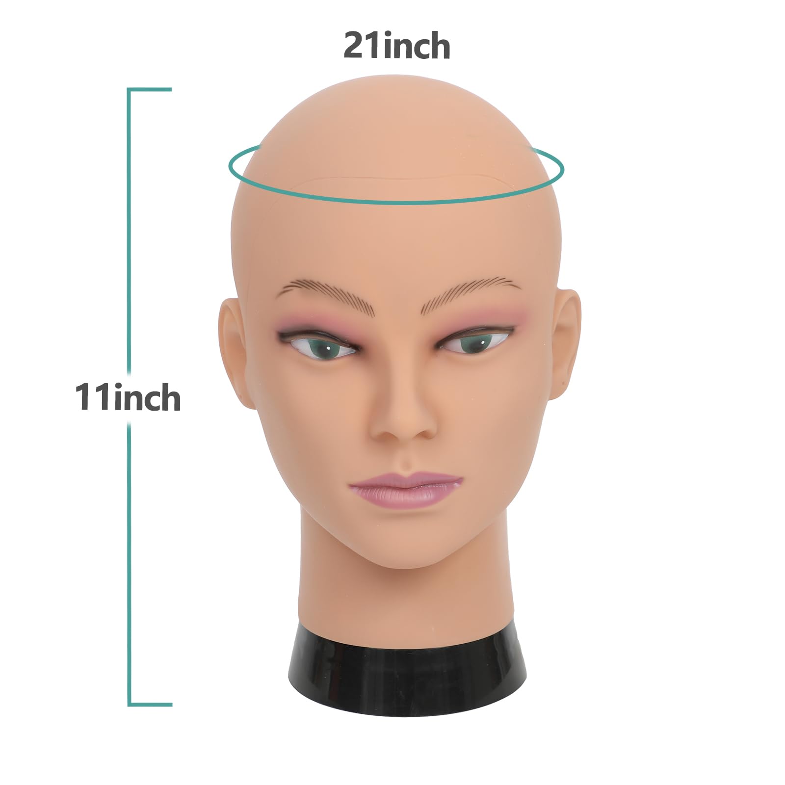 Cabeza de maniquí femenina calva profesional para entrenamiento de cosmetología, cabeza de maniquí calva para hacer pelucas y soporte de exhibición con abrazadera de mesa gratis
