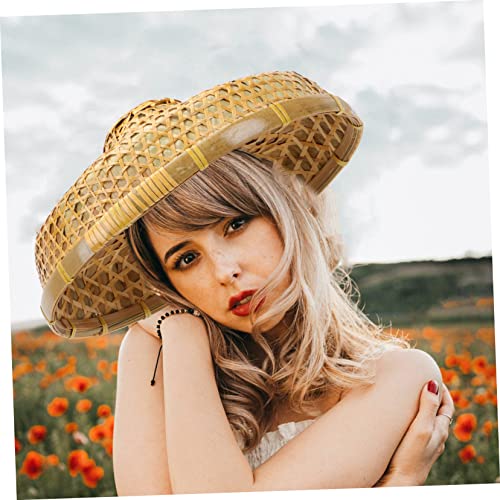 MERRYHAPY Handmade Weaving Bamboo Hat Stage Performance Vintage Party Decoration3