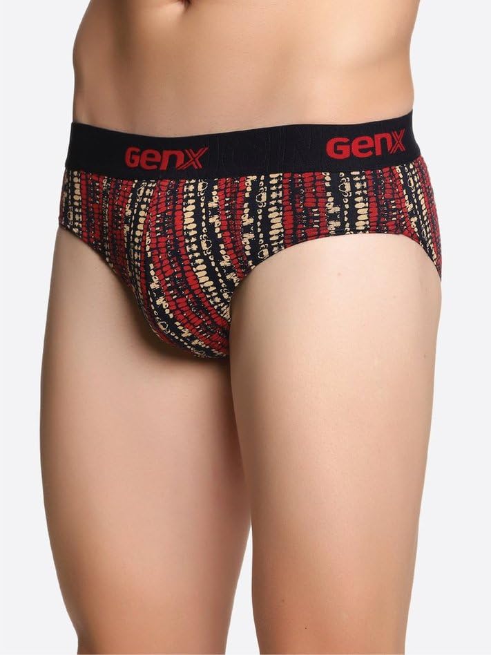 Image of Genx Jazz Men's 100% Cotton Briefs with Comfortable Waistband(Pack of 3)(Colors&Print May Vary)