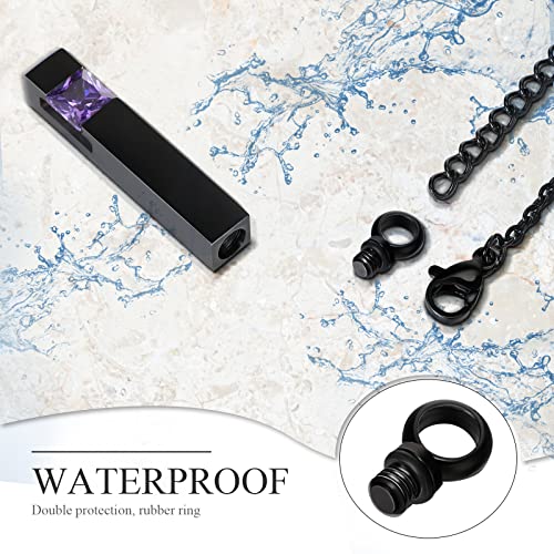 MTLEE 3 Pieces Cremation Urn Necklace for Ashes Vertical Bar Zircon, Heart Crystal Necklace Urn Stainless Steel Waterproof Memorial Pendant3