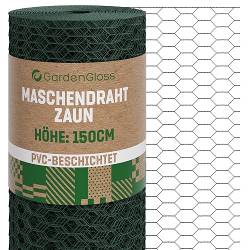 GardenGloss Maschendrahtzaun PVC-Besch. - Feinmaschig 13x25 mm - 150cmx10m