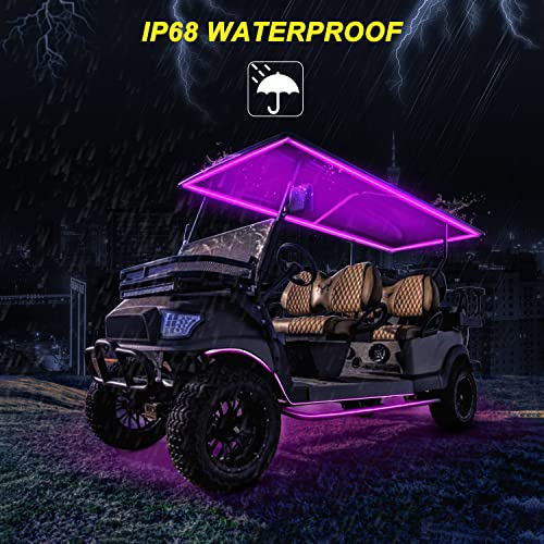 WANOSS-12pc-Million-Color-LED-4-Seater-Golf-Cart-Underglow-Accent-Neon-Lighting-Kit-22-Modes-Glow-Neon-Underbody-Lighting-with-Wireless-Remote-Control-Water-Resistant-Flexible-Tubes