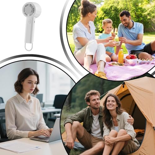 Handventilator- 3 Geschwindigkeiten, wiederaufladbarer USB- Conditioner, leise, 1200 mAh, tragbarer Kühlventilator, für Reisen, Sommer, Camping, Strand, Urlaub, Outdoor, Sport, Arbeit, Konze-4