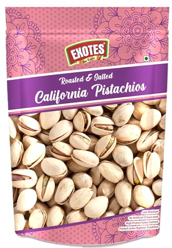 Image of Exotes Roasted and Salted Pistachios 200 Grams - Tasty Crunchy Healthy Nut Snack | Pista Dry Fruit | Rich in Protein, Fiber & Antioxidants | Great for Kids During Study Time and Office Breaks | Vegan Friendly Pista | Low Calorie - Lightly salted Pistachios