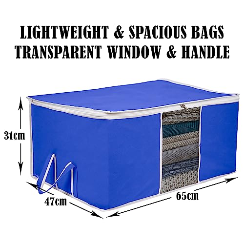 Image of Kuber Industries 6 Piece Clothing Storage Bags|Under Bed Foldable Organizer|Blanket, Quilt, Comforter Cover (Blue)