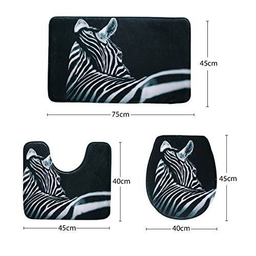 Amagical 16 Piece Bathroom Rug Set Zebra Black Bath Rugs With Fabric Shower Curtain And Matching Mat/Toilet Cover #TOP4