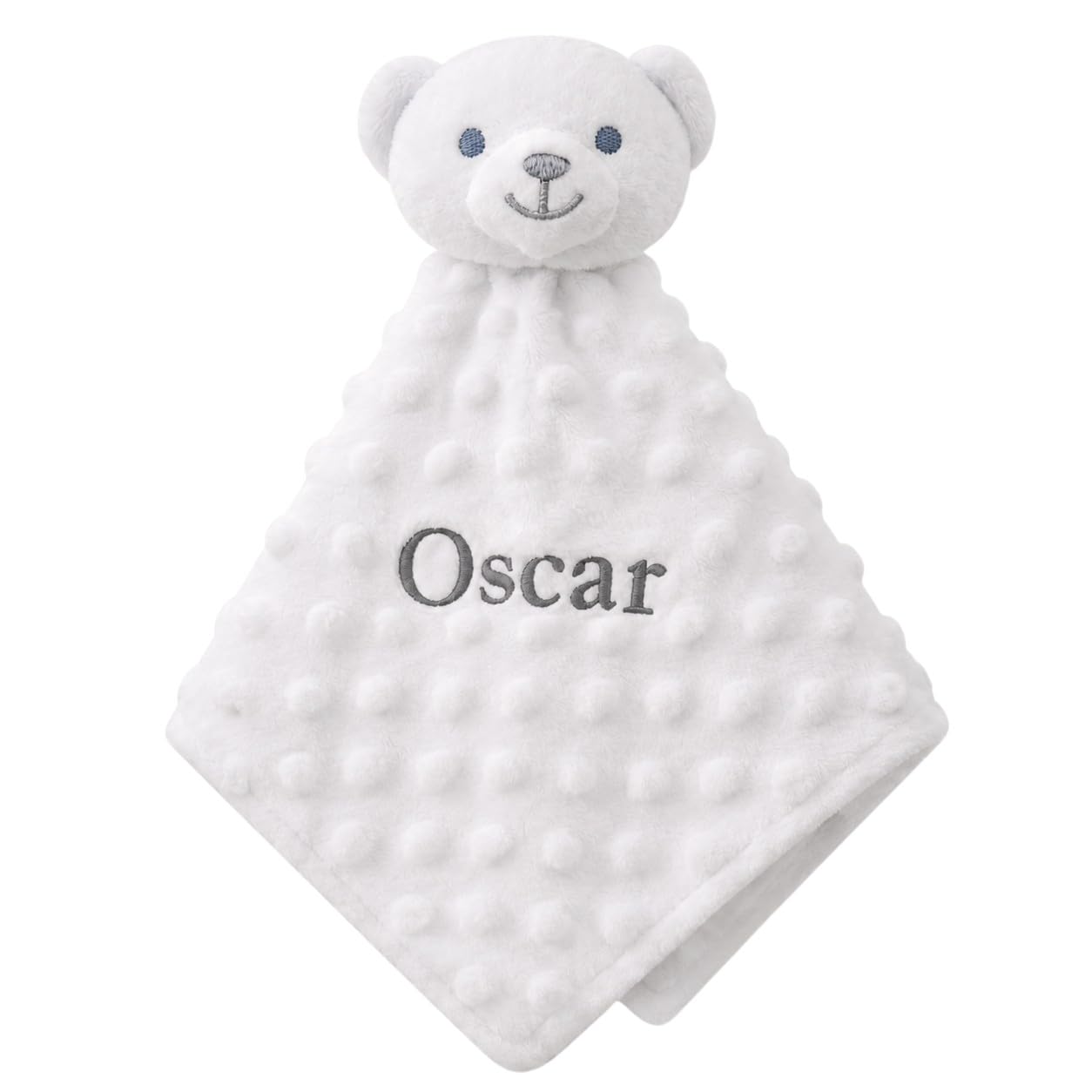 allaboutthebump Personalised White Teddy Bear Comforter Toy – Embroidered Baby Comfort Blanket Teddy, Soft Plush Newborn Security Blanket Gift