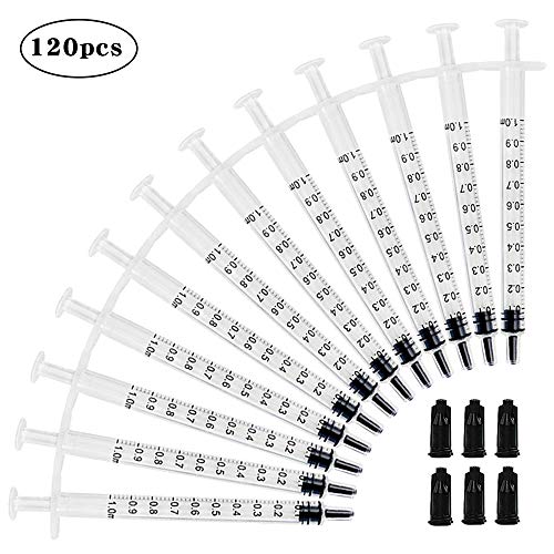 DEPEPE 120pcs 1ml Luer Slip Tip Syringe with Caps, Without Needle, for Pet