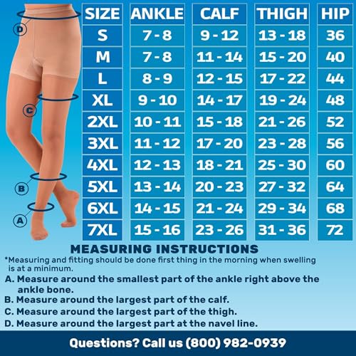 made in usa - sheer compression pantyhose for women 20-30mmhg - graduated support compression tights for varicose veins circulation edema pain relief - beige medium - a207be2