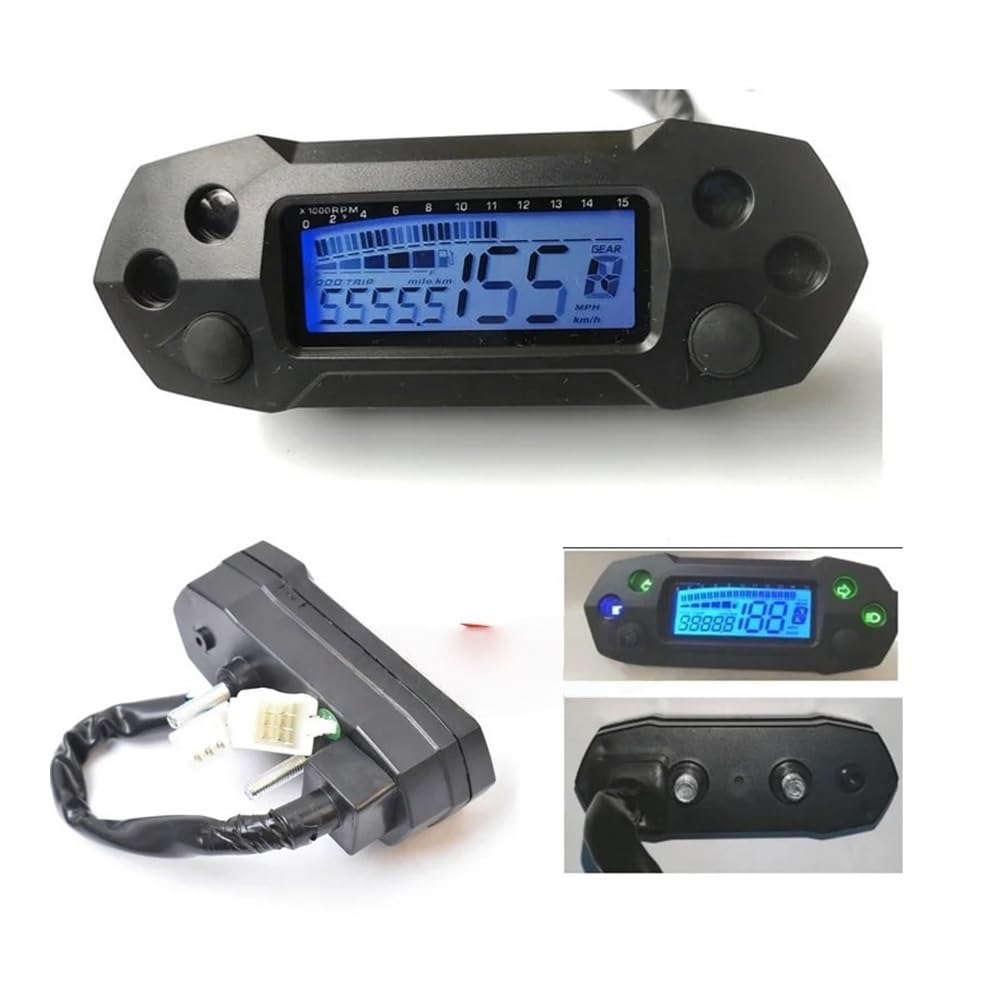 Contagiri per motocicletta Tachimetro Per Moto Digitale Modificato Regolabile Contachilometri 15x1000 Giri/min Contachilometri Per 2,4 Cilindri Indicatore Cambio Moto