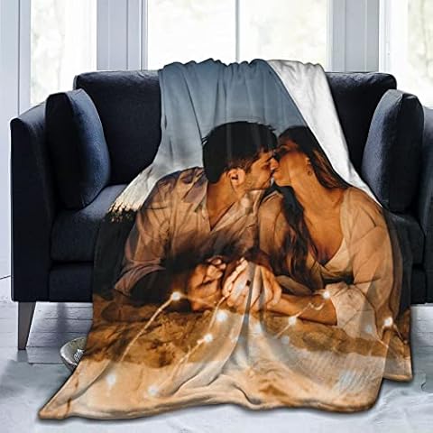 SUPNON Personalized Throw Blanket with Text Photos Custom Blanket Customized Picture Blankets for Family Father Mother Dogs or Pets Valentine's Day Gift Cover