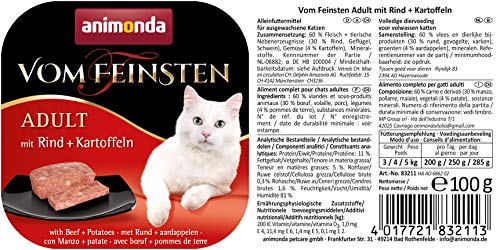 animonda vom Feinsten Katzenfutter nass mit Rind + Kartoffeln (6 x 100g), getreidefreies Katzenfutter nass ohne Zucker, mit frischen, fleischigen Zutaten