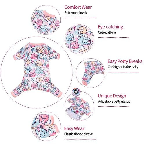 Image of CuteBone Soft & Stretchy Dog Pajamas - Cozy Pet Jammies Breathable Jumpsuit for Small Dogs - All-Season Comfy Outfit Easy-On Pullover Design - Keeps Pets Warm & Comfortable P278S