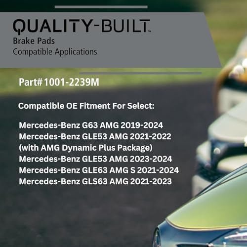 Image of QUALITY-BUILT Rear Semi-Metallic Brake Pads, Premium 1001-2239M, Compatible with 2019-2024 Mercedes-Benz (G63 AMG, GLE53 AMG, GLE63 AMG S, GLS63 AMG)