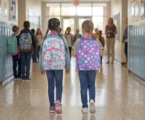 Image of Trail maker 15 Inch Kids Backpacks for Boys & Girls | Preschool, Kindergarten, Elementary School Backpacks with Adjustable, Padded Straps (Happy Hearts)