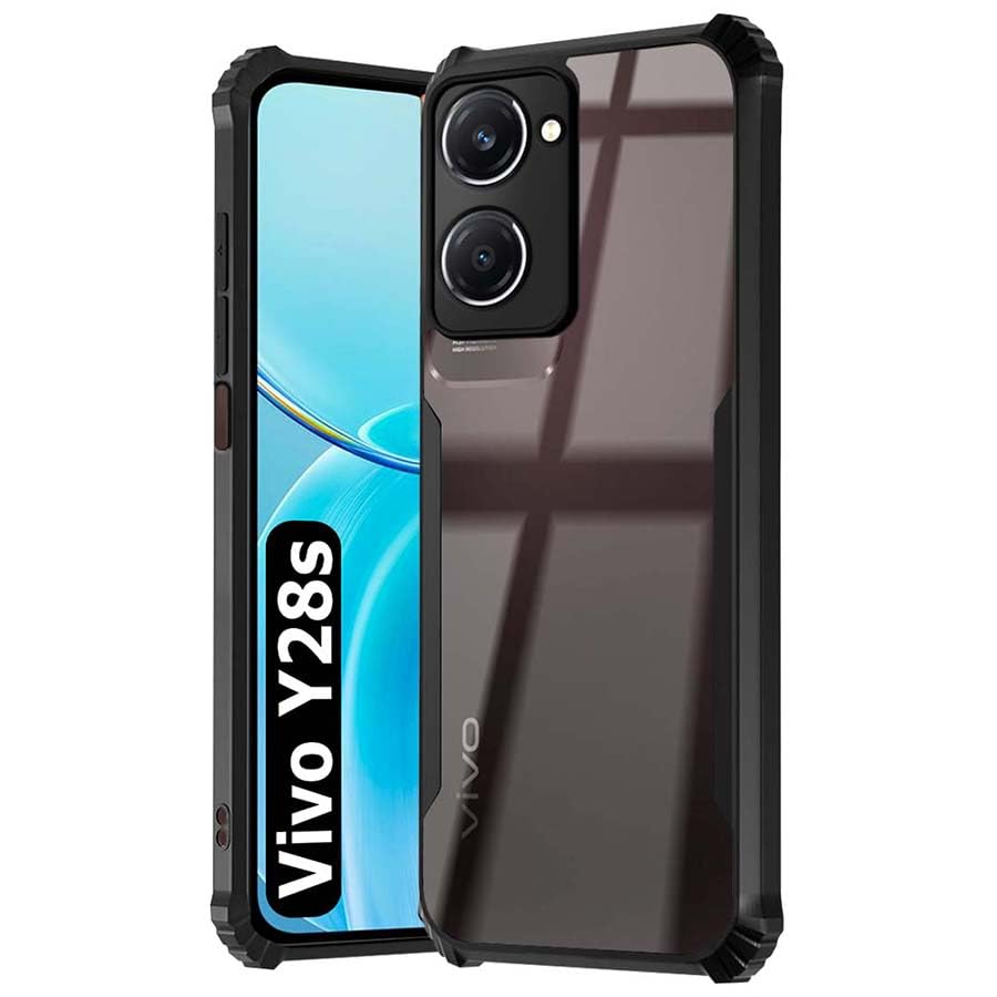 Fashionury Shockproof Crystal Clear Back Cover Case for Vivo Y28s 5G | Protective Design | 360 Degree Protection | Transparent Back Cover Vivo Y28s 5G (Black Bumper) (B0D9WFTJS7) Amazon Price History, Amazon Price Tracker