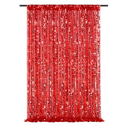 Cortina de lentejuelas roja 1 panel 4ft x 8ft miniatura 1