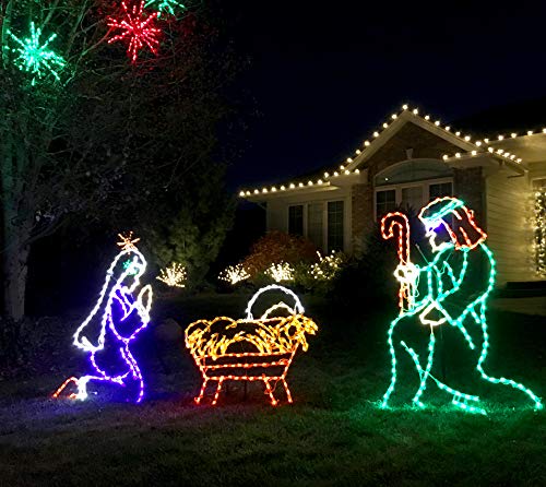 Alternative view of Fraser Hill Farm Giant Outdoor LED Christmas Nativity Scene w/Joseph (51" x 34"), Mary (43" x 33") and Baby Jesus (37" x 32")