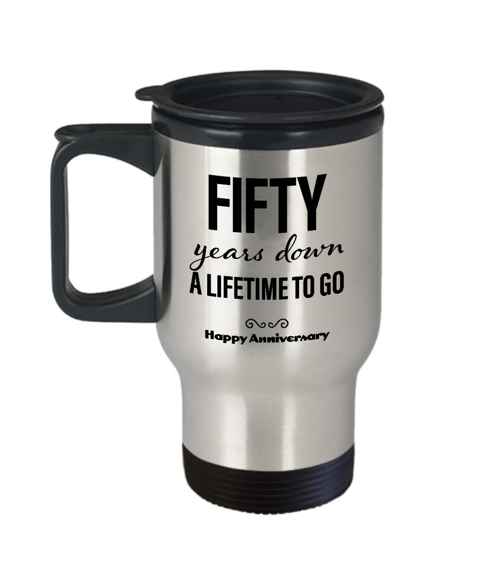 50th Anniversary Gifts for Him Coffee Travel Mug Stainless Steel Insulated Funny - Happy Wedding 50 Years Unique Boyfriend Husband Men Friend Marriage