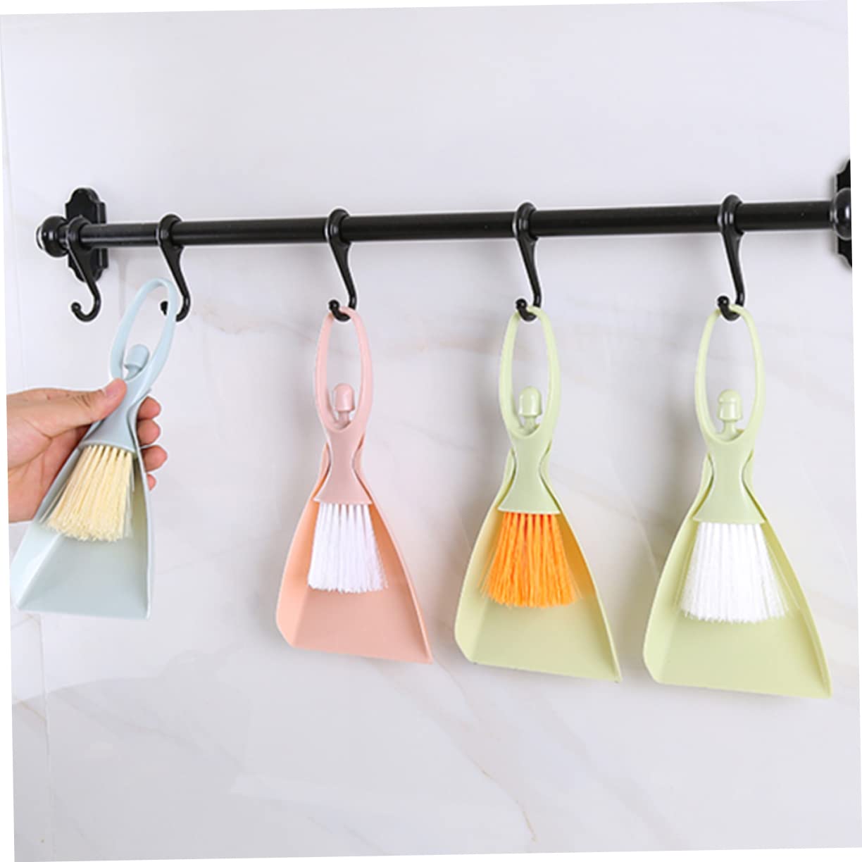 Healeved 4 Sets Household Supplies Cleaning Brushes Desktop Cleaner Desktop Gadgets Keyboard Dustpan Brush Mini Saucepan Cleaning Tools Brooms Hand Broom Keyboard Cleaner Brush Pink