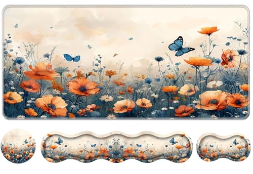 ZXYBNMLE Keyboard Wrist Rest Set,Memory Foam Wrist Support Mouse Pad,31.5