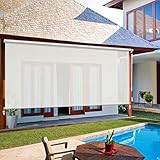 PASSENGER PIGEON Outdoor Cordless Roller Shades, Exterior White Window Shades, Custom UV Protection Solar Fabric Roller Blinds, Roll Up Sun Shades for Porch, Gazebo, Patio, Back Yard, Balcony