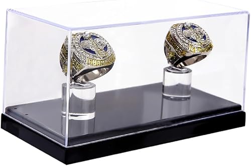 Miniatura 9 de Caja expositora para anillo de campeonato, con 2 ranuras para fútbol, béisbol, baloncesto, hockey, escuela secundaria, clase, graduado, universidad,