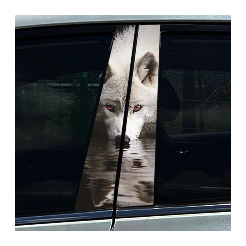 Decorative Items 2PCS Burning Wolf Fire Wolf Car B Pillar Waterproof Stickers DIY(F)