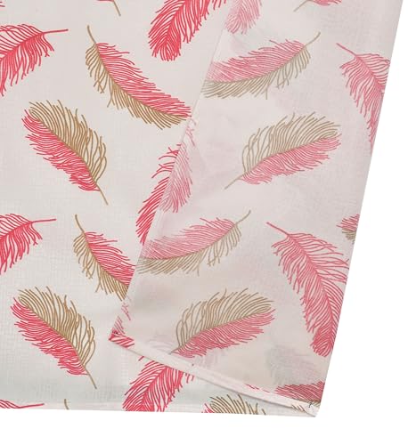 Image of Yarnis Feather Printed Light-Filtering Curtains 8 Feet Long for Door Living Room, Pink, Parda, 1 Piece