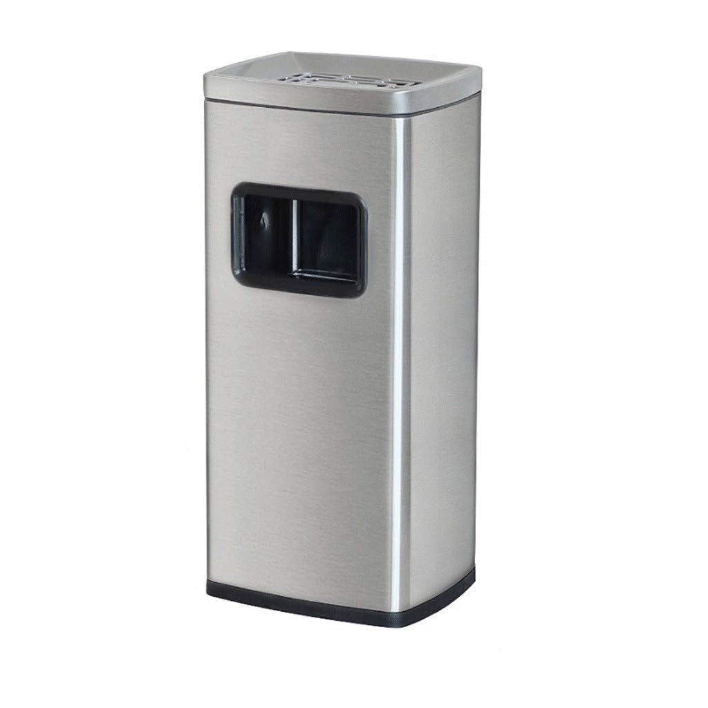 UPJAKS Cubo de Basura Papelera de Reciclaje de Acero Inoxidable Bote de Basura Cubo de Basura Clasificación Organizador del envase Exterior Cubo de la Basura de Plata 30L Bote de Basura Baño