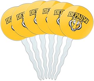 GRAPHICS & MORE DePauw University Secondary Logo Cupcake Picks Toppers Decoration Set of 6