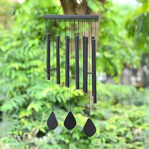 Image of ZAICUS Wind Chime for Home Balcony Decor - Positive Energy Gift Item (Black 12 Pipe)