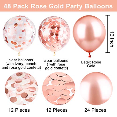 50 Pezzi Oro Rosa Palloncini di Coriandoli,Whaline...
