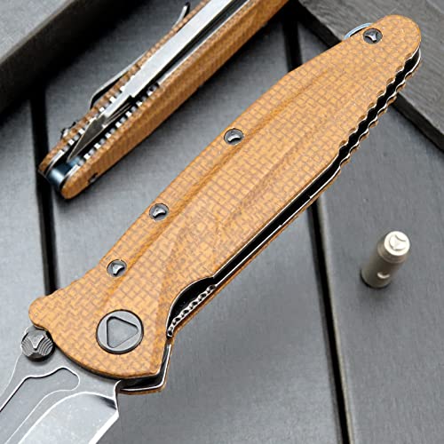 Eafengrow EF55-BROWN Pocket Knife Folding Knife Micarta Handle D2 Steel Blade Folder Edc Tool Knife thumb #4